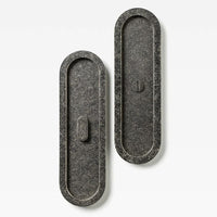 Oval Flush Pull Privacy Tumbled Nickel 220mm Set in Tumbled Nickel