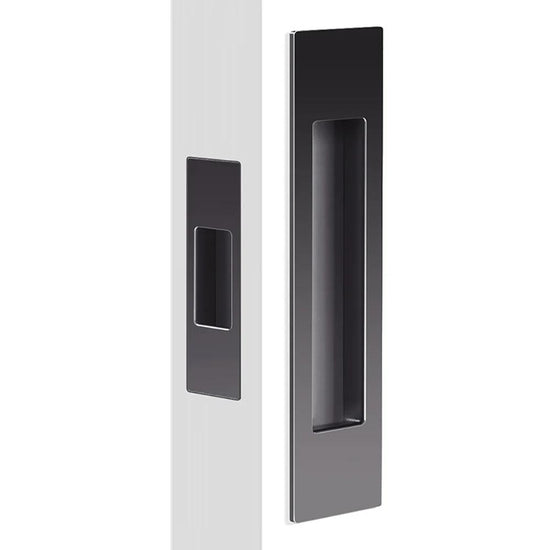 Mardeco Complete Sliding Door Flush Pull Set with End Pull, H190mm x W45mm x D12mm, Face depth 2mm in Black