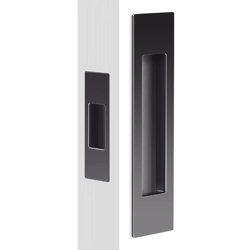 Mardeco Complete Sliding Door Flush Pull Set with End Pull, H190mm x W45mm x D12mm, Face depth 2mm in Black