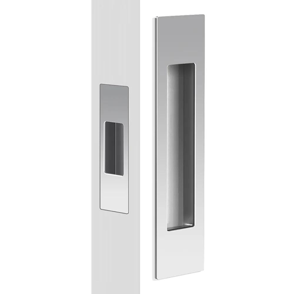 Mardeco Complete Sliding Door Flush Pull Set with End Pull, H190mm x W45mm x D12mm, Face depth 2mm in Polished Chrome
