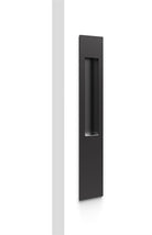 Mardeco long plate flush pull handle in black finish, mounted on a door or cabinet for a sleek, modern look.
