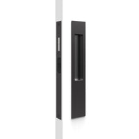 Mardeco M Series flush pull snib lockset with sleek black finish and modern design for cabinet or furniture doors.