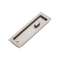 Momo sliding door flush pull privacy lock kit with metal handle and lock mechanism on a dark brushed finish.
