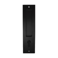 Flush Pull Rectangle  (Euro Cyl Hole) Black 200mm in Black