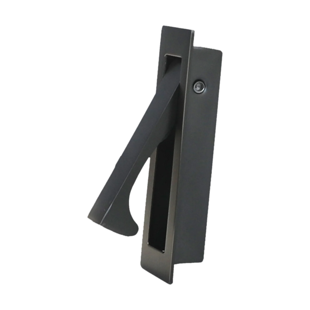 Sliding Door Edge Pull Satin Gunmetal Grey 80x23mm in Graphite PVD
