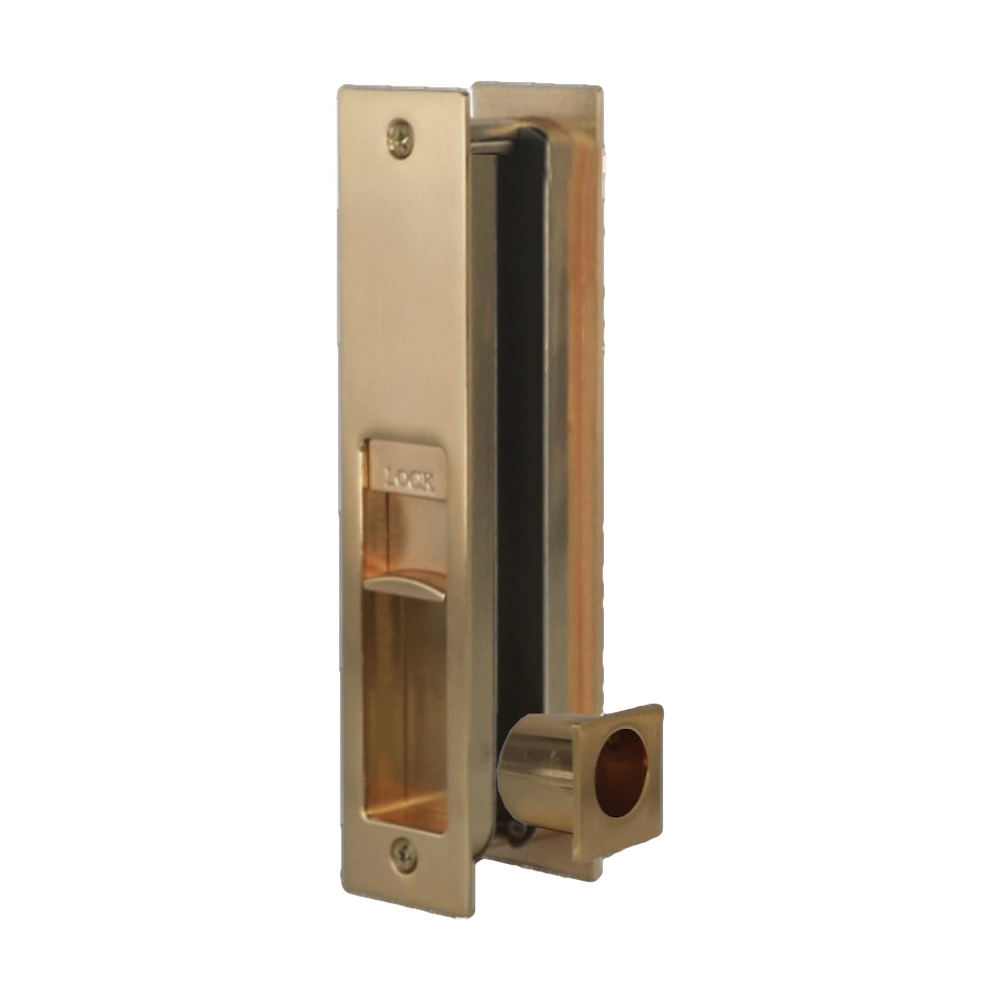 Integrated Flush Pull Sliding Door Passage Set SB 178x38mm in Satin Brass