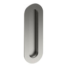 Oval flush pull handle by Style Finish Doorware, 150mm x 50mm, with a sleek stainless steel finish and smooth surface.