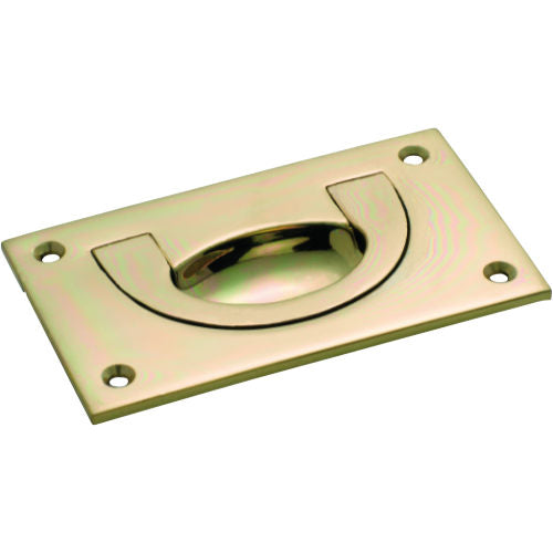 Tradco Classic Flush Pull handle with a sleek, minimalist design in a brushed finish, suitable for cabinets and furniture.
