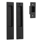 Sliding Door Pull Rectangular Pair Matt Black H225xW45xP2.5mm in Matt Black