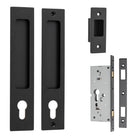 Sliding Door Pull Rectangular Euro Pair Matt Black H225xW45xP2.5mm in Matt Black