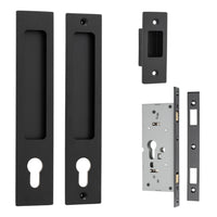 Sliding Door Pull Rectangular Euro Pair Matt Black H225xW45xP2.5mm in Matt Black