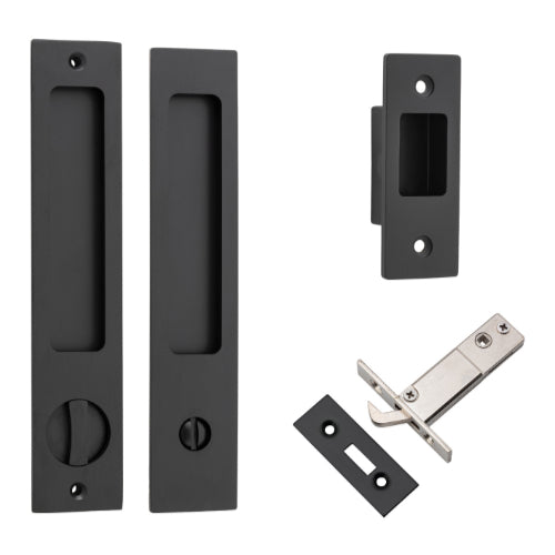 Iver rectangular sliding door pull privacy kit with handle and lock mechanism, ideal for bedroom or bathroom doors.