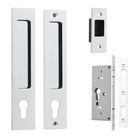 Sliding Door Pull Rectangular Euro Pair Polished Chrome H225xW45xP2.5mm in Polished Chrome