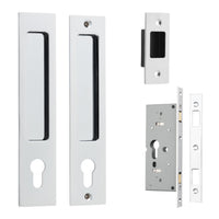 Sliding Door Pull Rectangular Euro Pair Polished Chrome H225xW45xP2.5mm in Polished Chrome