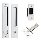 Sliding Door Pull Rectangular Privacy Pair Polished Chrome H225xW45xP2.5mm in Polished Chrome