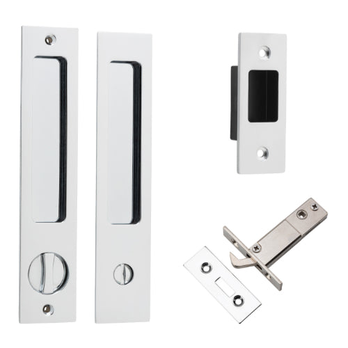 Iver rectangular sliding door pull privacy kit with lock and handle, ideal for bathroom or bedroom doors.