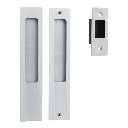 Sliding Door Pull Rectangular Pair Brushed Chrome H225xW45xP2.5mm in Brushed Chrome