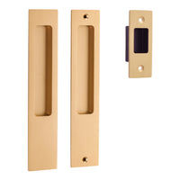 Sliding Door Pull Rectangular Pair Brushed Brass H225xW45xP2.5mm in Brushed Brass