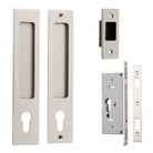 Sliding Door Pull Rectangular Euro Pair Satin Nickel H225xW45xP2.5mm in Satin Nickel
