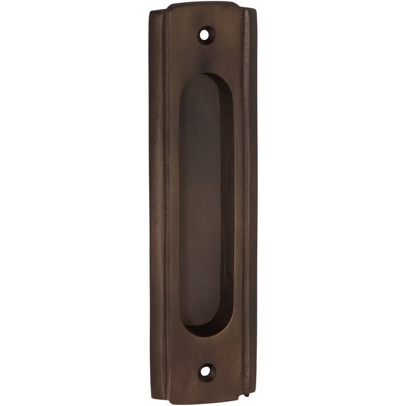 Tradco Traditional Flush Pull in polished metal finish, showing detailed classic design for cabinet or drawer use.