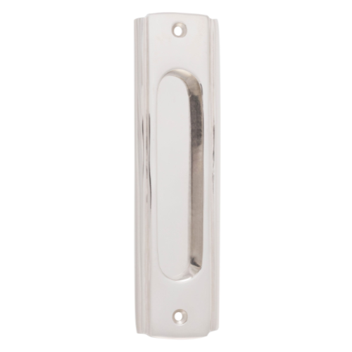Tradco traditional flush pull handle with a sleek design, ideal for cabinet or drawer doors, shown in the image.