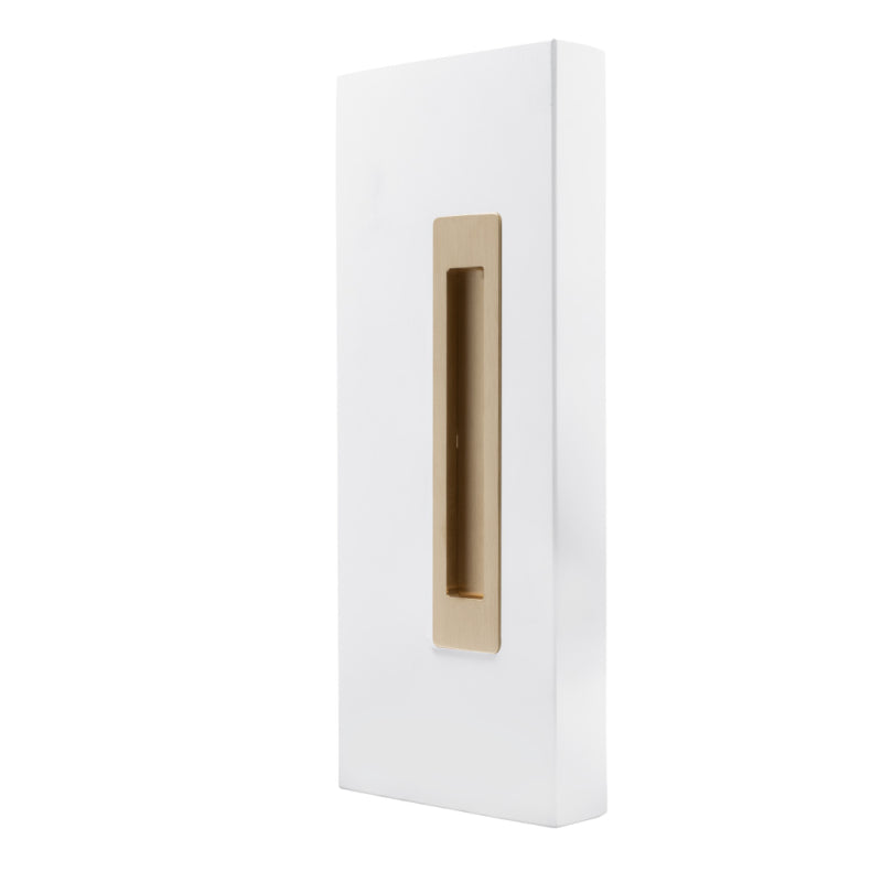 Windsor LUME sliding door flush pull handle in sleek, modern design with a brushed finish mounted on a door.