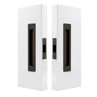 Windsor LUME sliding door flush pulls passage set with sleek brushed nickel finish, featuring modern, minimalist design for interior doors.