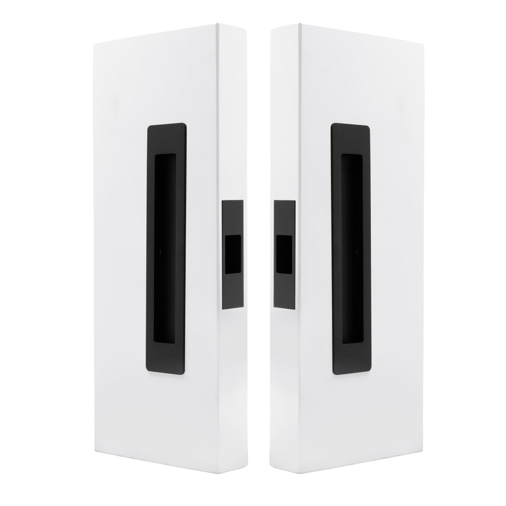 Windsor LUME sliding door flush pulls passage set with black finish, featuring modern handle design for interior doors.