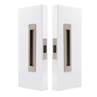 Windsor LUME sliding door flush pulls passage set with brushed nickel finish, featuring modern rectangular design for interior doors.