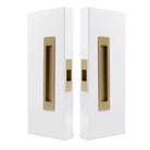 Windsor LUME sliding door flush pulls passage set in matte black with sleek modern design and smooth handle surface.