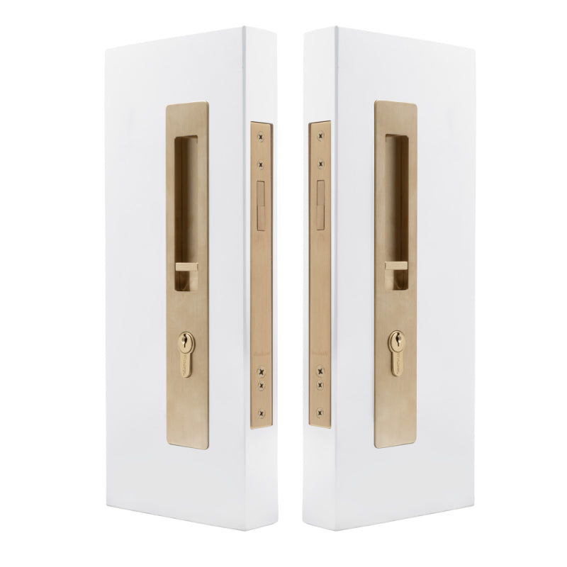LUME - Locking Set - Key/Key - Integrated - 250mm - 35-37mm Doors in Unlacquered Satin Brass