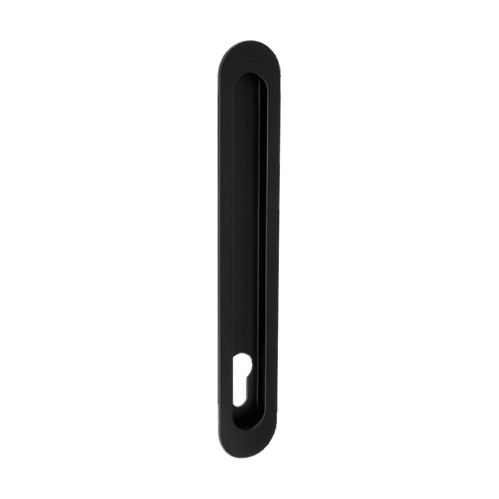 Duke Flush Pull 250mm x 40mm Concealed Fix - With Euro Hole in Black