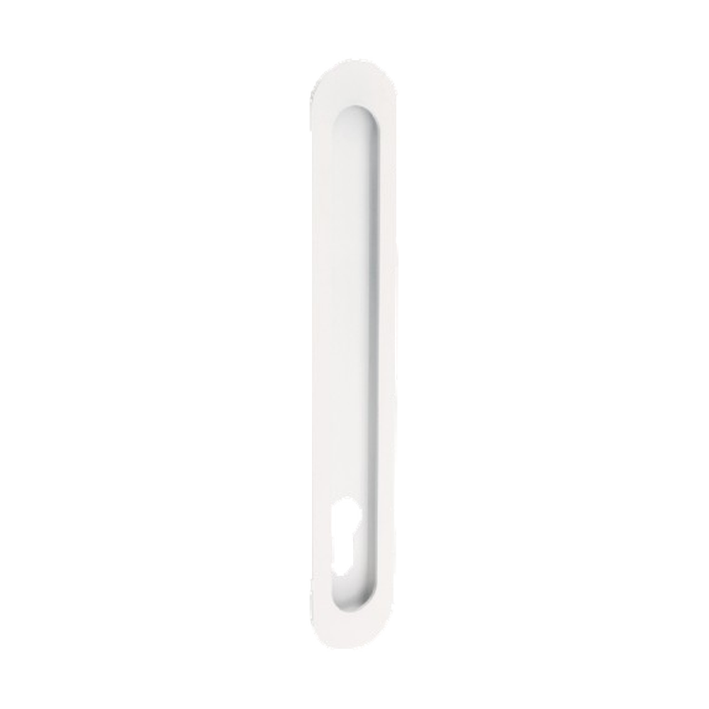 Duke Flush Pull 250mm x 40mm Concealed Fix - With Euro Hole in White