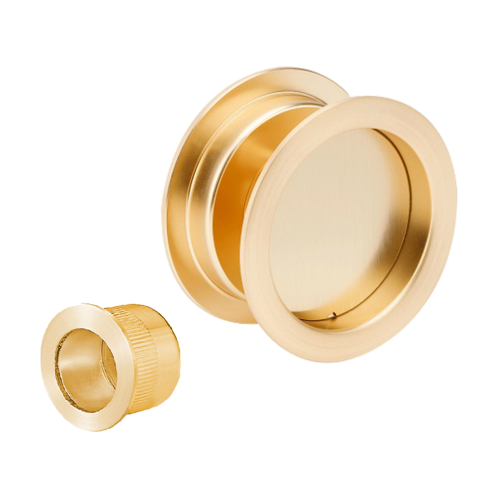 Round Cavity Slider Passage Set in Satin Brass