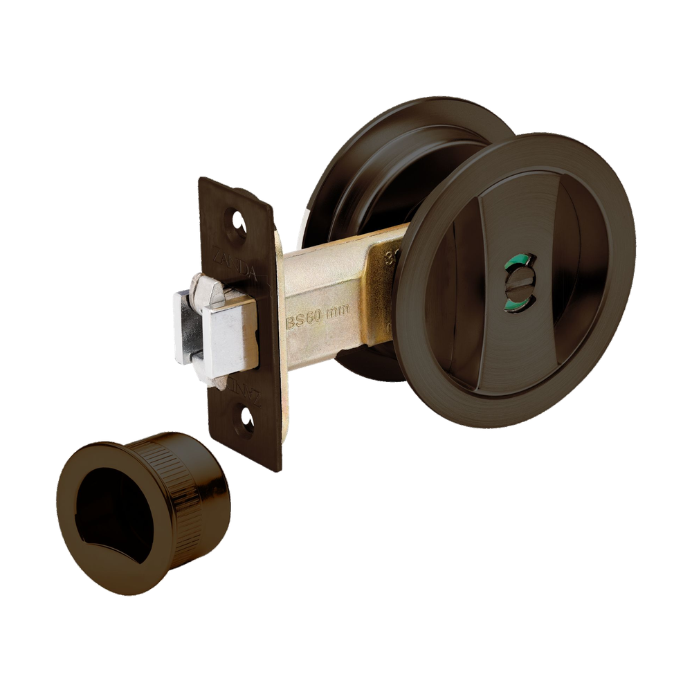 Round Cavity Sliding Privacy Set in Ember Bronze
