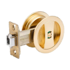 Round Cavity Sliding Privacy Set in Satin Brass