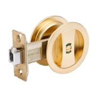 Round Cavity Sliding Privacy Set in Satin Brass