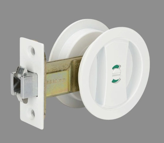 Round Cavity Sliding Privacy Set in White