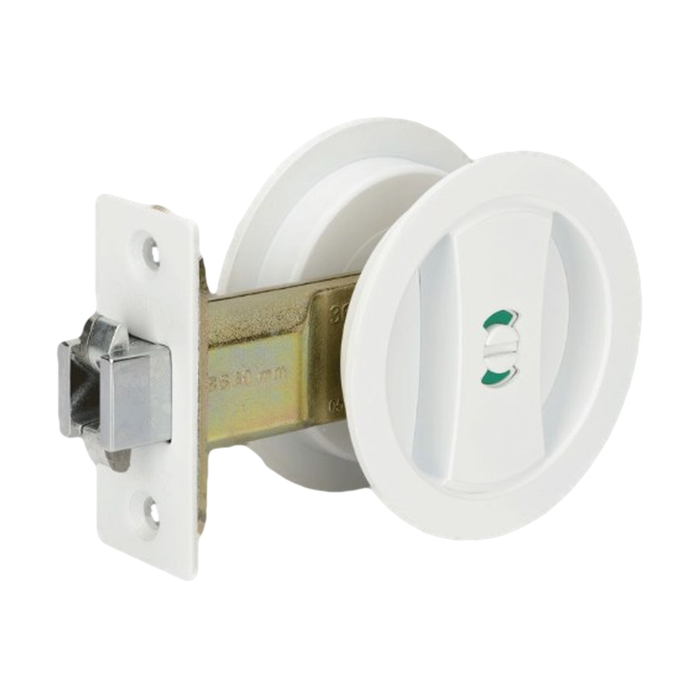 Round Cavity Sliding Privacy Set in White