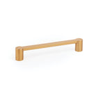 Momo FUSION cabinet pull handle with brushed brass finish, sleek modern design for kitchen or bathroom cabinetry.