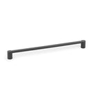 Momo FUSION cabinet pull handle in brushed titanium finish, sleek modern design with curved ergonomic shape for kitchen or furniture use