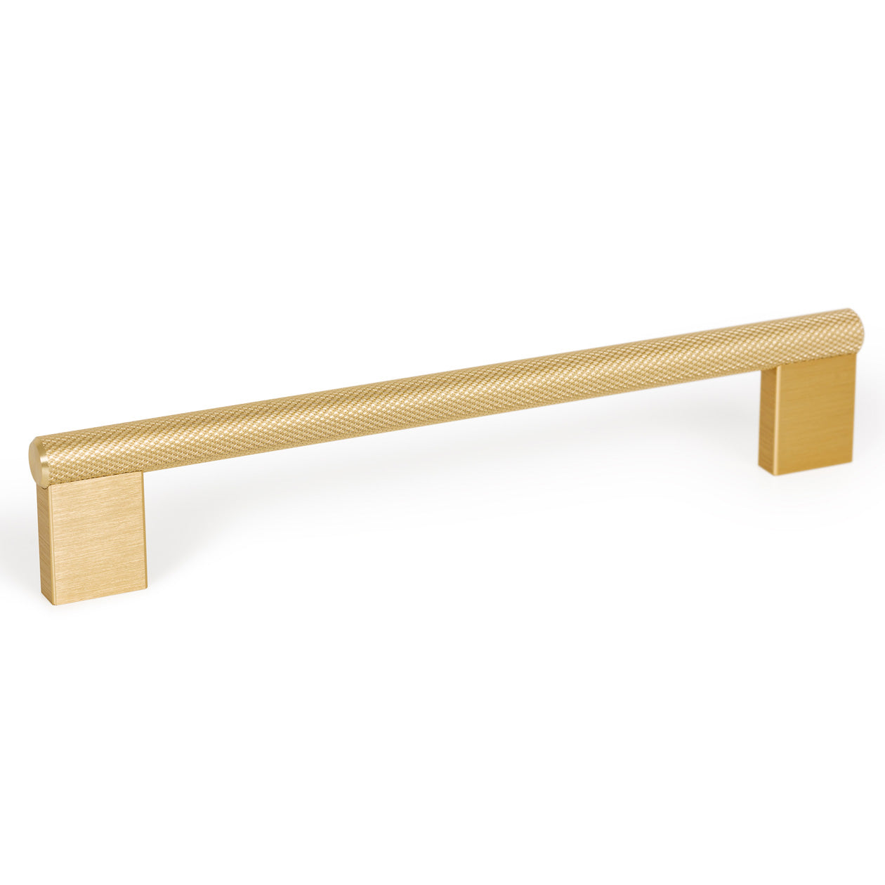 Momo GRAF knurled cabinet pull handle in brushed bronze finish, showcasing textured metal design and mounting hardware.