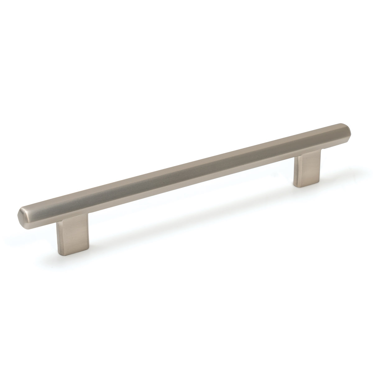 Momo Hendrix cabinet pull handle in dark bronze finish, showcasing sleek curved design on light wood cabinet surface.