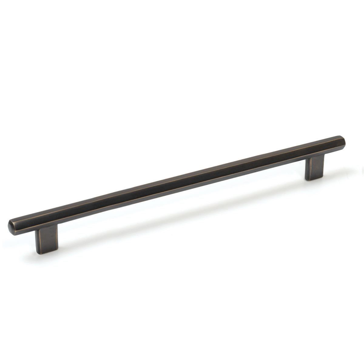 Momo Hendrix cabinet pull handle in brushed brass finish, showing sleek curved design for modern kitchen or furniture drawers.
