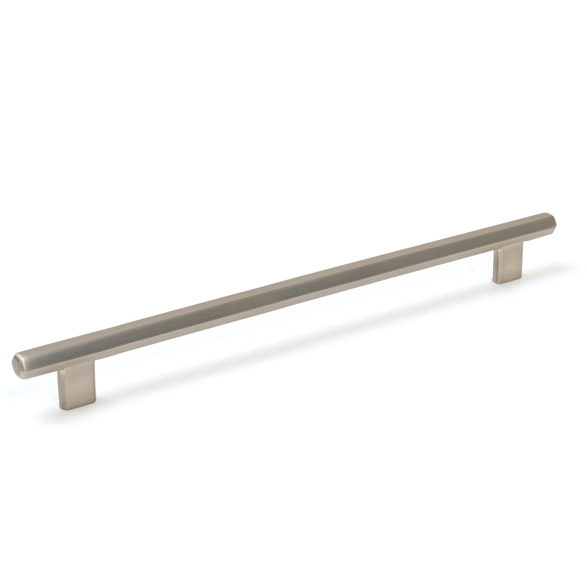 Momo Hendrix cabinet pull handle in dark bronze finish mounted on a wooden cabinet door.