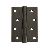 Momo fixed pin hinge measuring 100mm by 76mm with durable metal construction and a sleek black finish.