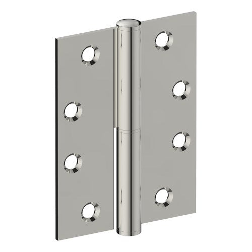 Lift Off Hinge, LEFT HAND, 100mm x 75mm x 2.5mm, Stainless Steel, Button Tipped (w/timber and metal thread Screws) in Polished Stainless Steel