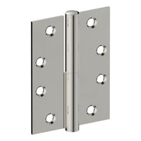 Lift Off Hinge, RIGHT HAND, 100mm x 75mm x 2.5mm, Stainless Steel, Button Tipped (w/timber and metal thread Screws) in Polished Stainless Steel