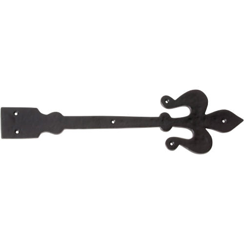 Tradco Fleur-De-Lis decorative hinge with intricate metal design for furniture and cabinetry embellishment