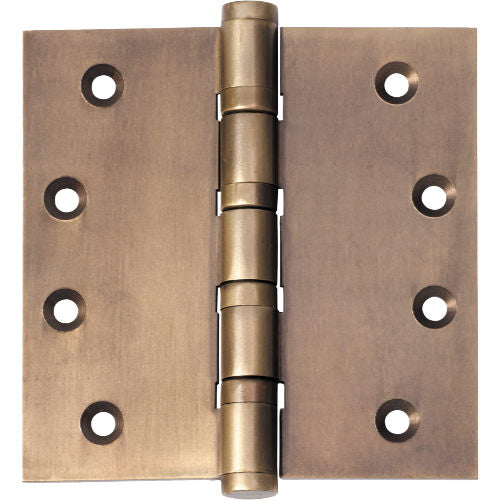 Tradco ball bearing hinge with metal construction, showing its smooth pivot mechanism and mounting holes for door installation.